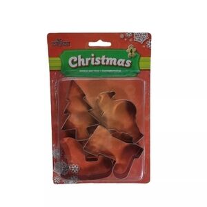 Vintage Fox Run Brand Set Of 4 Christmas Metal Cookie Cutters Recipes Open Box